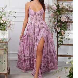 V Chapman The Carmen Dress in Lilac Tapestry Rose